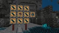 The crafting recipe for the recovery compass illustrated in item frames (Image via Mojang)